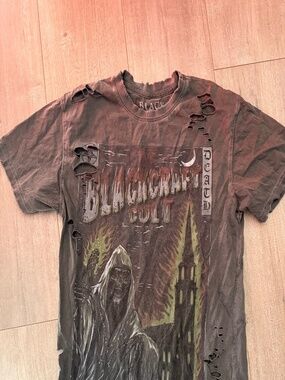 Blackcraft Cult Reaper distressed shirt, Grey, size Small
